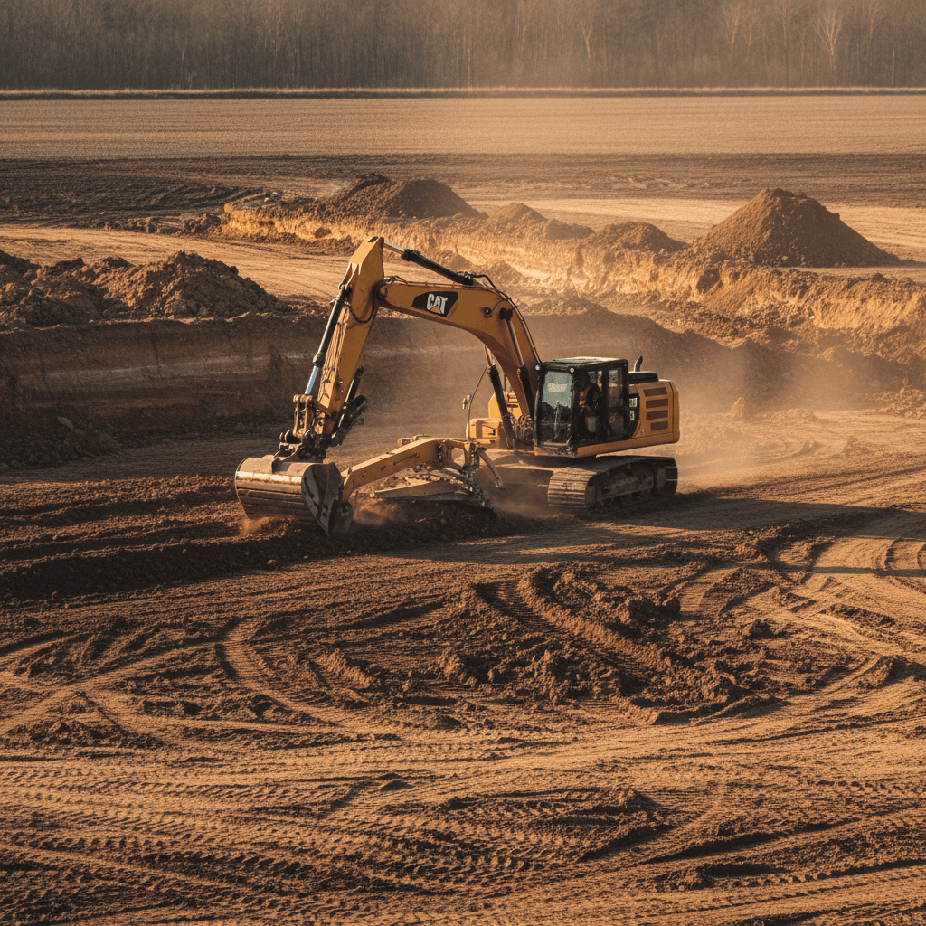 Site preparation and excavation equipment clearing land